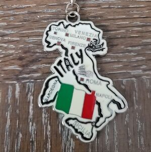 Italy Map Keychain with Flag Colors